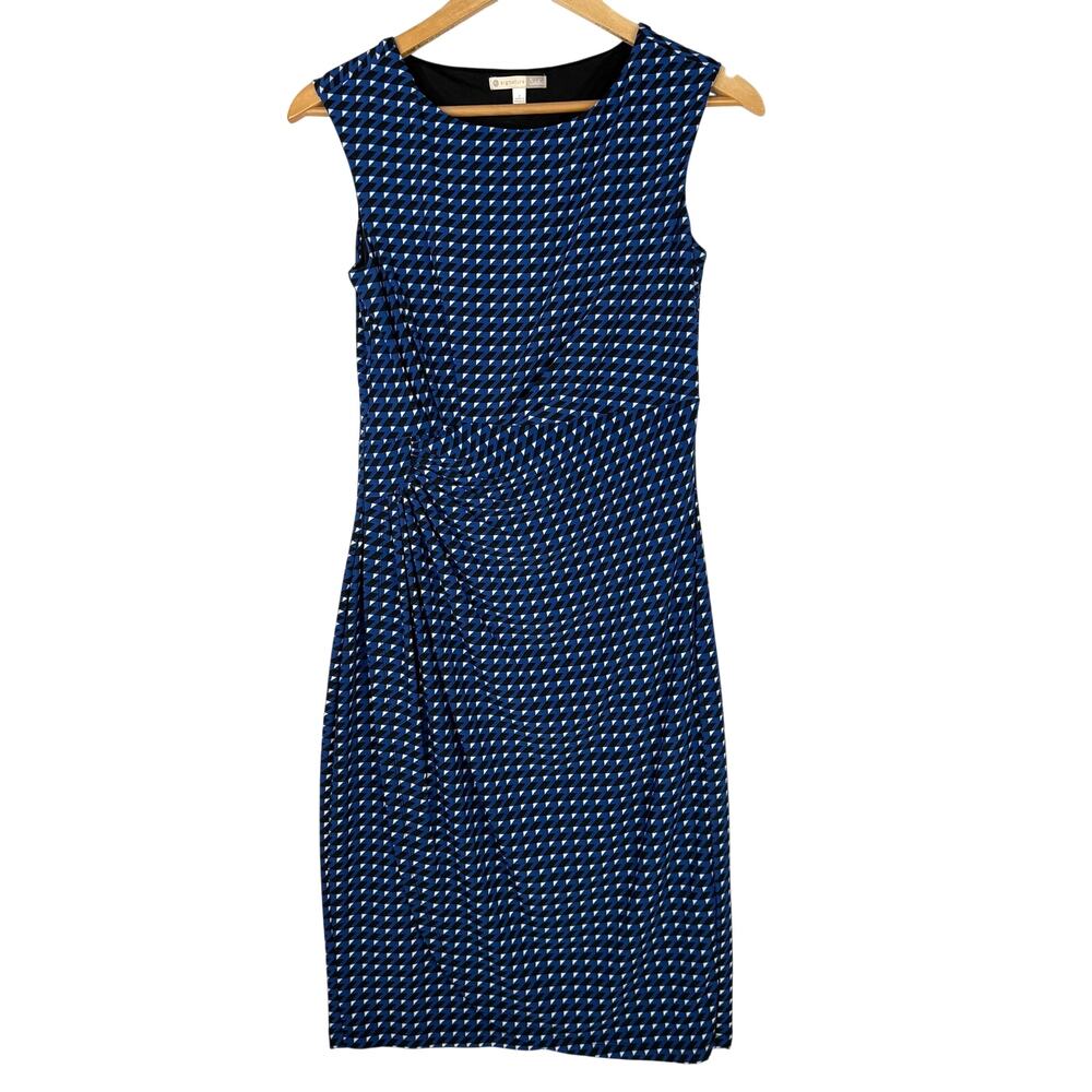 Signature Sadie Blue Geometric Print Sheath Dress Size 4